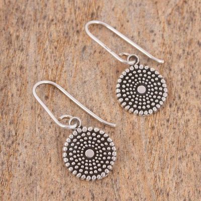 Alternate image for Handcrafted Round Sterling Silver Dangle Earrings Spiraling Splendor