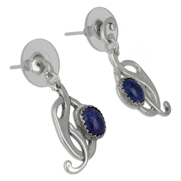 Alternate image for Handcrafted Lapis Lazuli and Sterling Silver Earrings Art Nouveau