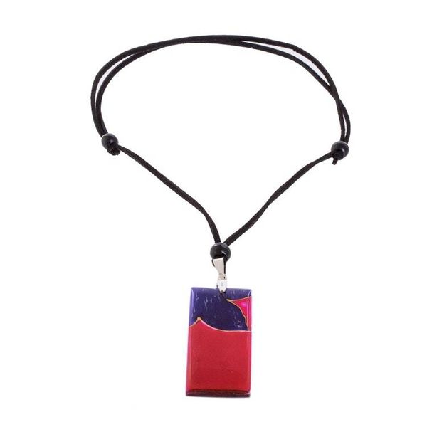 Alternate image for Purple Flower on Magenta Art Glass Pendant Necklace Untamed Flower