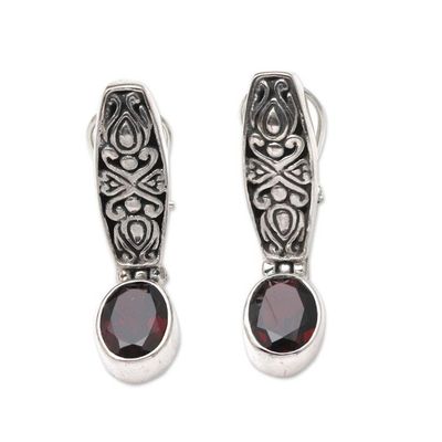 Alternate image for Garnet and Silver Drop Earrings Pura Dalem