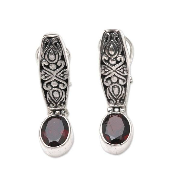 Alternate image for Garnet and Silver Drop Earrings Pura Dalem
