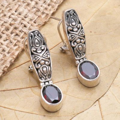 Alternate image for Garnet and Silver Drop Earrings Pura Dalem