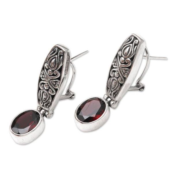 Alternate image for Garnet and Silver Drop Earrings Pura Dalem