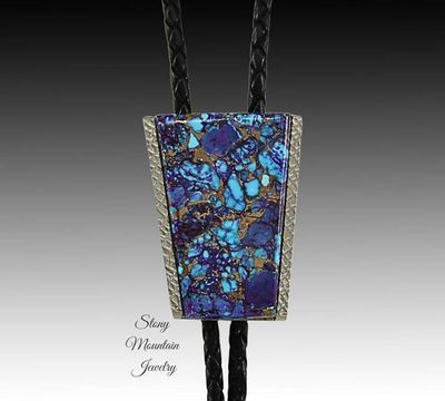 Alternate image for Unique Mohave Purple Turquoise Bolo Tie in Nickel Silver, Unique Handcrafted Wedding Bolo Tie, The Maverick Collection