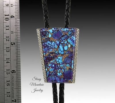 Alternate image for Unique Mohave Purple Turquoise Bolo Tie in Nickel Silver, Unique Handcrafted Wedding Bolo Tie, The Maverick Collection