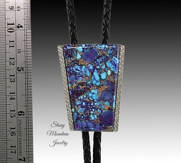 Alternate image for Unique Mohave Purple Turquoise Bolo Tie in Nickel Silver, Unique Handcrafted Wedding Bolo Tie, The Maverick Collection