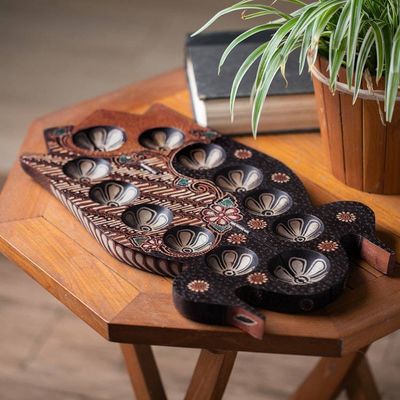 Alternate image for Handmade Wood Batik Mancala Board Game Set with Duck Design Delightful Duck