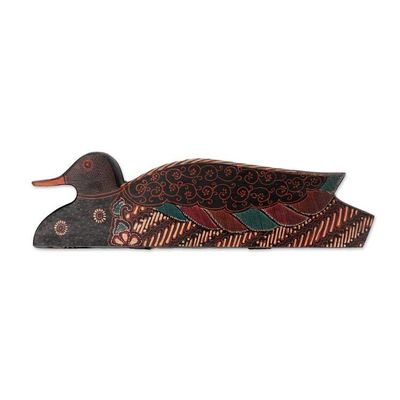 Alternate image for Handmade Wood Batik Mancala Board Game Set with Duck Design Delightful Duck