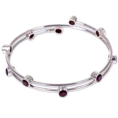 Alternate image for Hand Made Sterling Silver Garnet Bracelet Indonesia Orchid Twist in Red