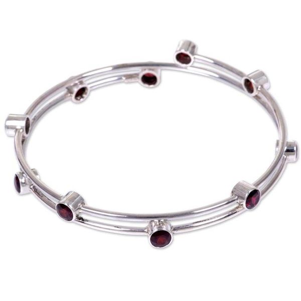 Alternate image for Hand Made Sterling Silver Garnet Bracelet Indonesia Orchid Twist in Red