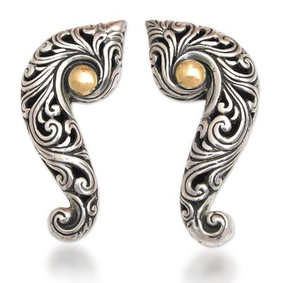 Alternate image for Sterling Silver Drop Earrings with Wave and Floral Motif Magnificent Waves