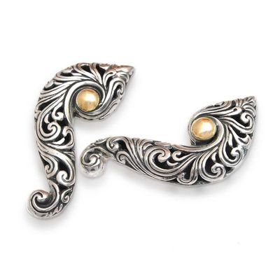 Alternate image for Sterling Silver Drop Earrings with Wave and Floral Motif Magnificent Waves