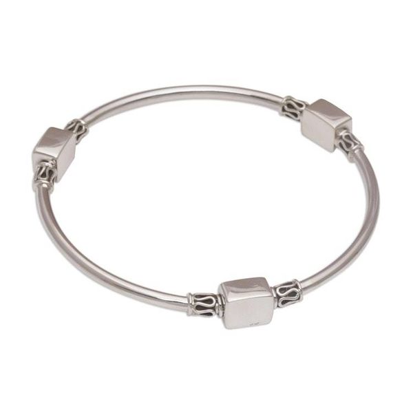 Alternate image for Sterling Silver Square Shape Bangle Bracelet from Bali Square Reflection