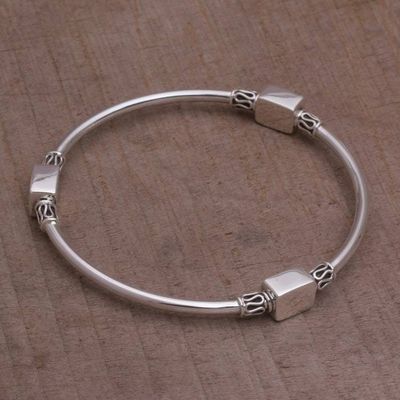 Alternate image for Sterling Silver Square Shape Bangle Bracelet from Bali Square Reflection