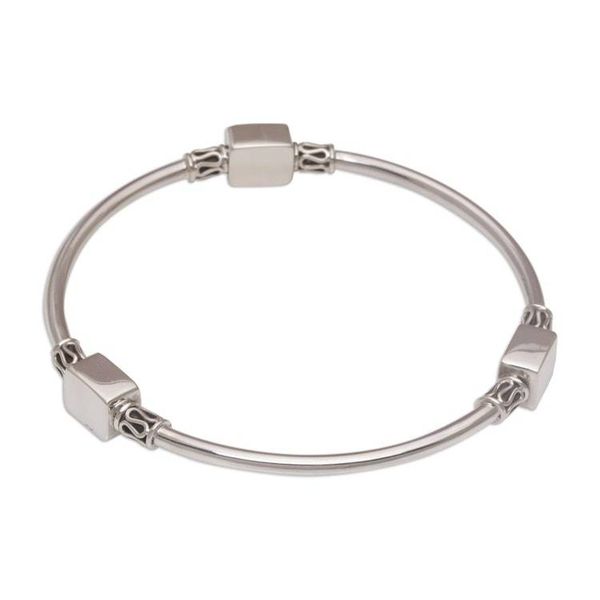 Alternate image for Sterling Silver Square Shape Bangle Bracelet from Bali Square Reflection