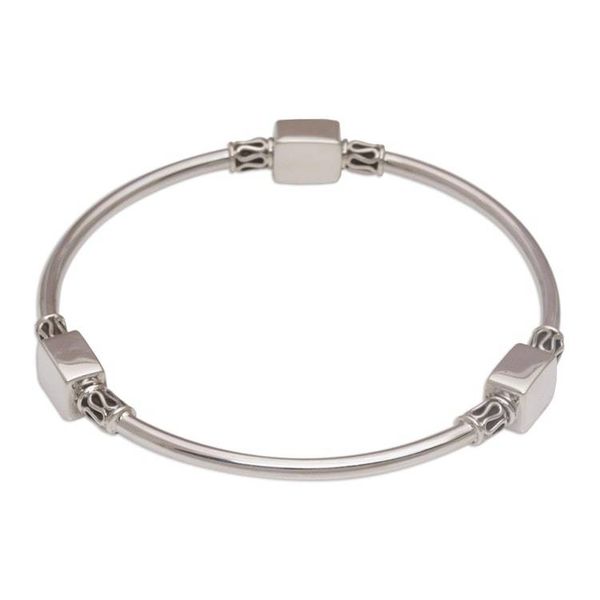Alternate image for Sterling Silver Square Shape Bangle Bracelet from Bali Square Reflection