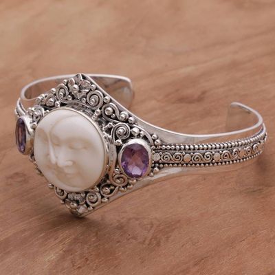 Alternate image for Artisan Crafted Amethyst Cuff Bracelet from Bali Stellar Embrace