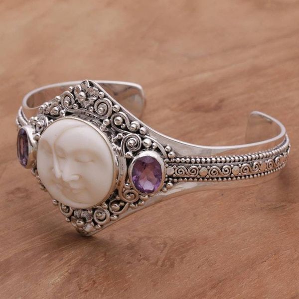 Alternate image for Artisan Crafted Amethyst Cuff Bracelet from Bali Stellar Embrace
