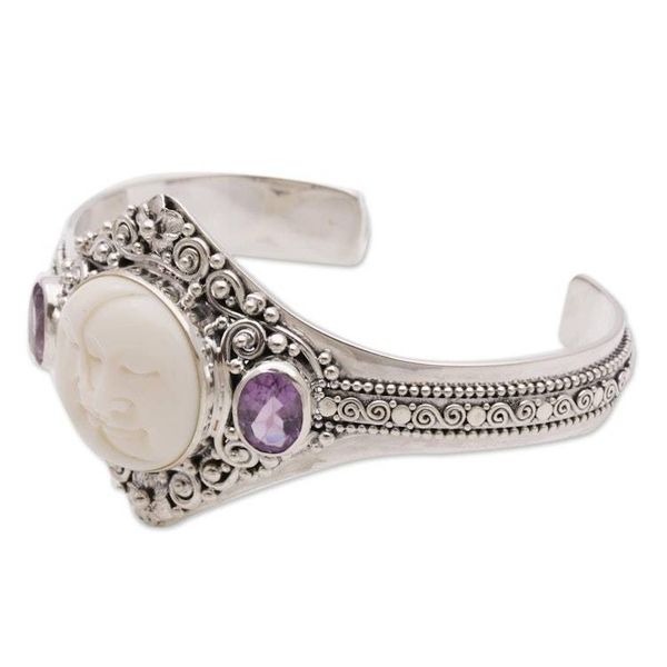 Alternate image for Artisan Crafted Amethyst Cuff Bracelet from Bali Stellar Embrace
