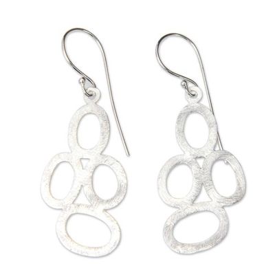 Alternate image for Balinese Artisan Crafted Jewelry Sterling Silver Earrings Mod Art
