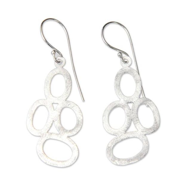 Alternate image for Balinese Artisan Crafted Jewelry Sterling Silver Earrings Mod Art