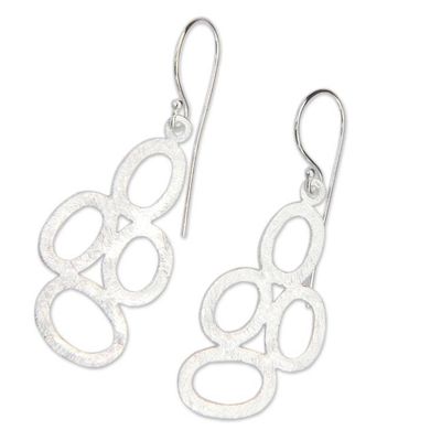 Alternate image for Balinese Artisan Crafted Jewelry Sterling Silver Earrings Mod Art