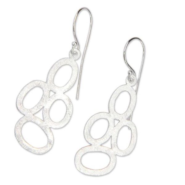 Alternate image for Balinese Artisan Crafted Jewelry Sterling Silver Earrings Mod Art