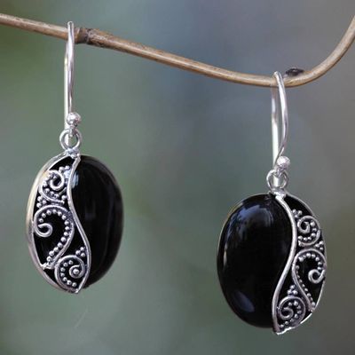Primary image for Artisan Crafted Onyx and Sterling Silver Earrings Serene Night