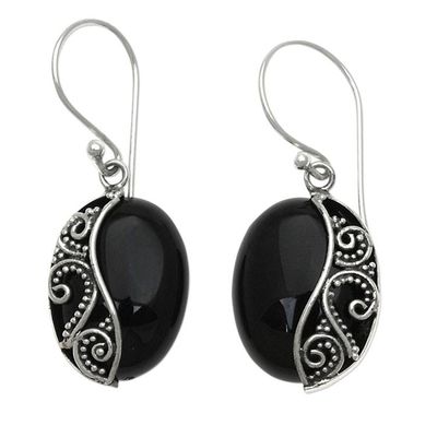 Alternate image for Artisan Crafted Onyx and Sterling Silver Earrings Serene Night