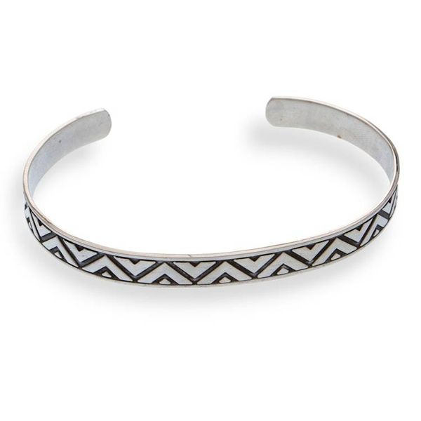 Alternate image for Sterling Silver Triangle Motif Cuff Bracelet from Mexico Mexican Geometry