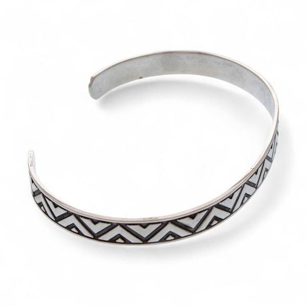 Alternate image for Sterling Silver Triangle Motif Cuff Bracelet from Mexico Mexican Geometry