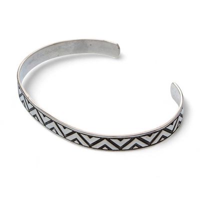 Alternate image for Sterling Silver Triangle Motif Cuff Bracelet from Mexico Mexican Geometry