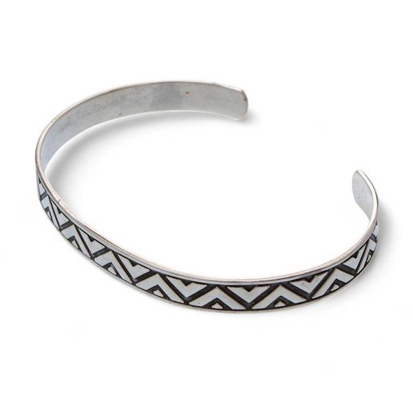 Alternate image for Sterling Silver Triangle Motif Cuff Bracelet from Mexico Mexican Geometry