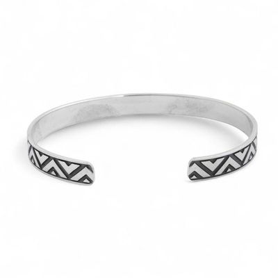 Alternate image for Sterling Silver Triangle Motif Cuff Bracelet from Mexico Mexican Geometry