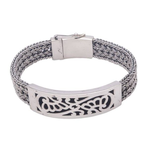 Alternate image for Floral Sterling Silver Wristband Bracelet Crown of Petals