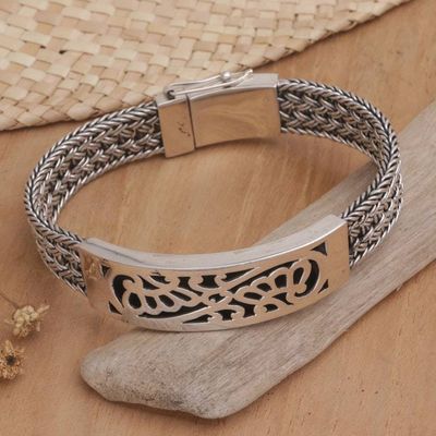 Alternate image for Floral Sterling Silver Wristband Bracelet Crown of Petals