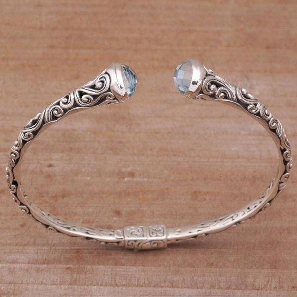 Alternate image for Blue Topaz and Sterling Silver Cuff Bracelet from Bali Eden Vines