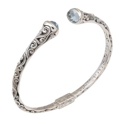 Alternate image for Blue Topaz and Sterling Silver Cuff Bracelet from Bali Eden Vines