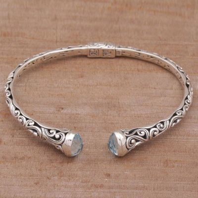Alternate image for Blue Topaz and Sterling Silver Cuff Bracelet from Bali Eden Vines