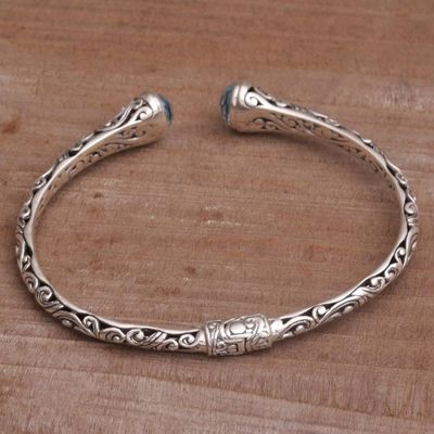 Alternate image for Blue Topaz and Sterling Silver Cuff Bracelet from Bali Eden Vines