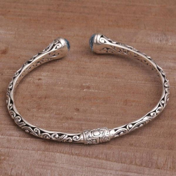 Alternate image for Blue Topaz and Sterling Silver Cuff Bracelet from Bali Eden Vines