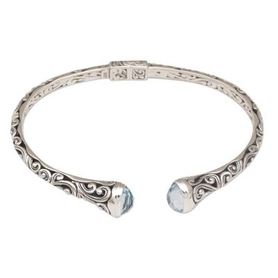 Alternate image for Blue Topaz and Sterling Silver Cuff Bracelet from Bali Eden Vines