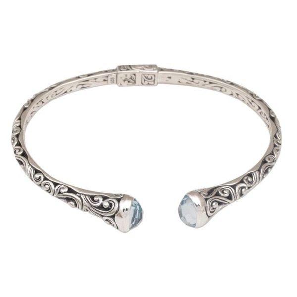 Alternate image for Blue Topaz and Sterling Silver Cuff Bracelet from Bali Eden Vines