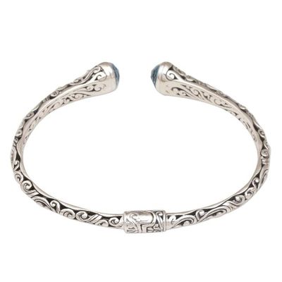 Alternate image for Blue Topaz and Sterling Silver Cuff Bracelet from Bali Eden Vines