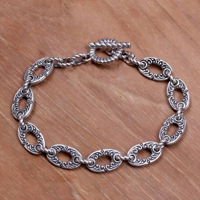 Primary image for Unique Sterling Silver Link Bracelet Fern Forest