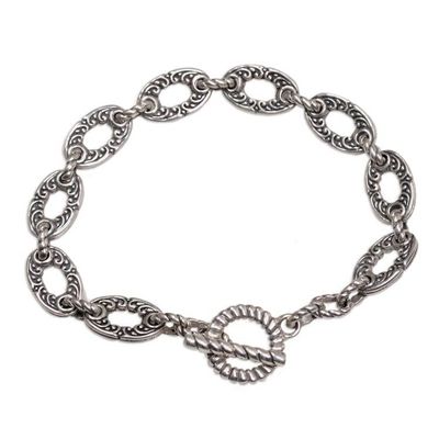 Alternate image for Unique Sterling Silver Link Bracelet Fern Forest