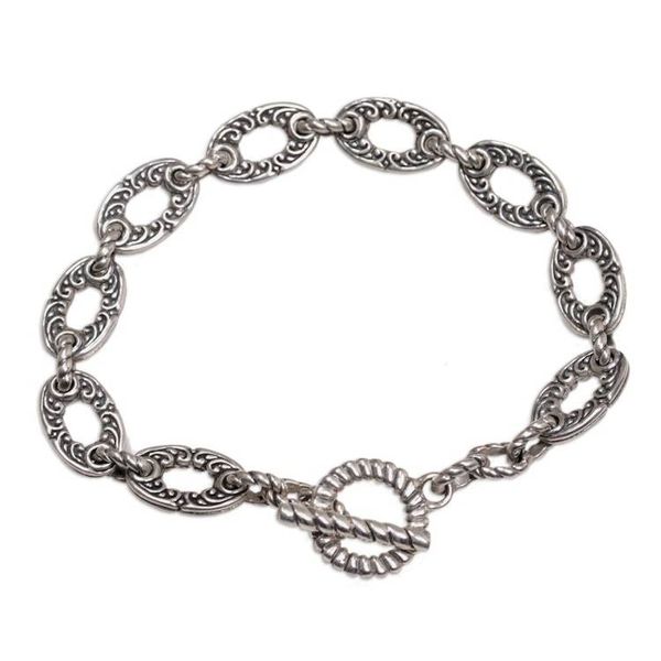 Alternate image for Unique Sterling Silver Link Bracelet Fern Forest