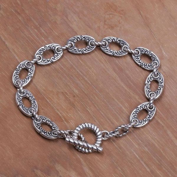 Alternate image for Unique Sterling Silver Link Bracelet Fern Forest