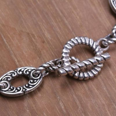 Alternate image for Unique Sterling Silver Link Bracelet Fern Forest
