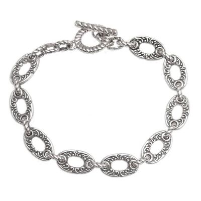 Alternate image for Unique Sterling Silver Link Bracelet Fern Forest
